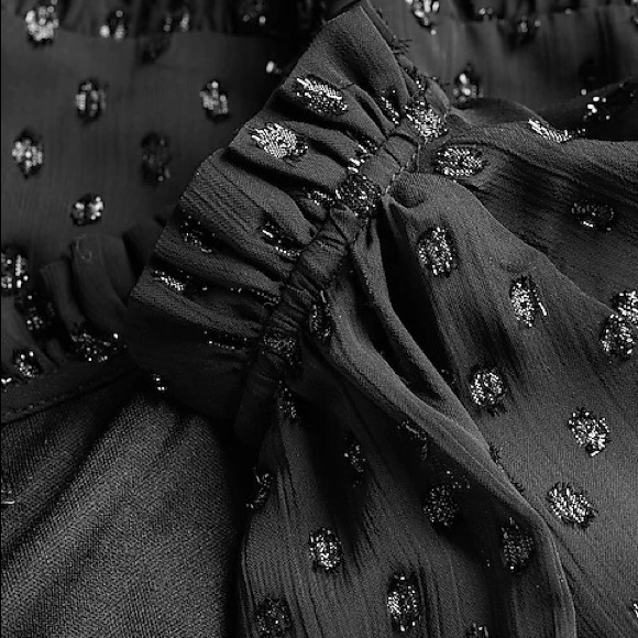 Express Textured Clip Dot Tiered Trapeze Dress - Picture 2 of 4